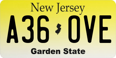 NJ license plate A36OVE