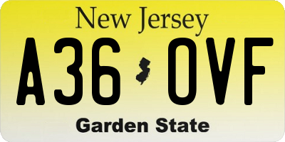 NJ license plate A36OVF