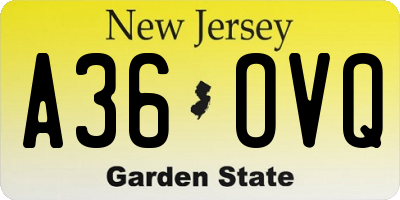 NJ license plate A36OVQ