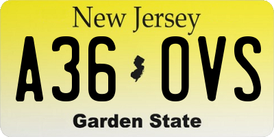 NJ license plate A36OVS