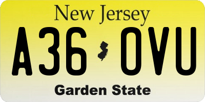 NJ license plate A36OVU
