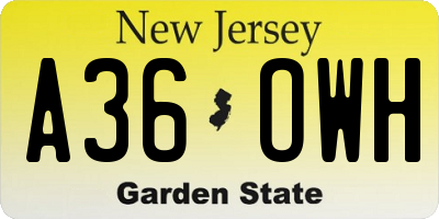 NJ license plate A36OWH