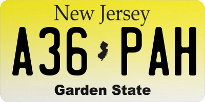 NJ license plate A36PAH