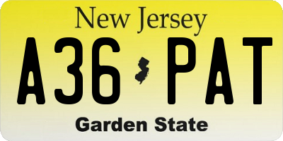 NJ license plate A36PAT