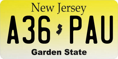 NJ license plate A36PAU