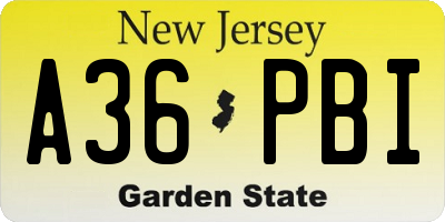NJ license plate A36PBI