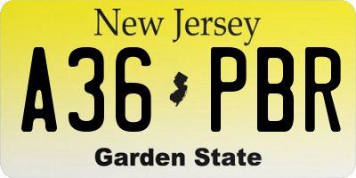 NJ license plate A36PBR