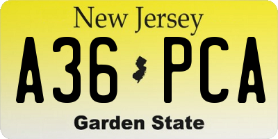 NJ license plate A36PCA