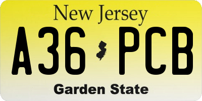 NJ license plate A36PCB