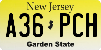 NJ license plate A36PCH