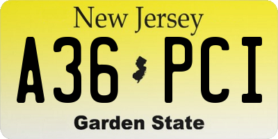NJ license plate A36PCI