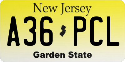 NJ license plate A36PCL