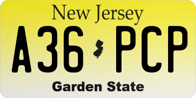 NJ license plate A36PCP