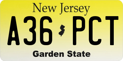 NJ license plate A36PCT
