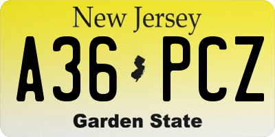 NJ license plate A36PCZ