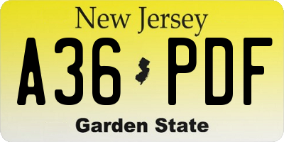 NJ license plate A36PDF