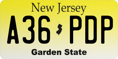 NJ license plate A36PDP