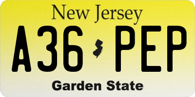 NJ license plate A36PEP