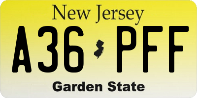 NJ license plate A36PFF
