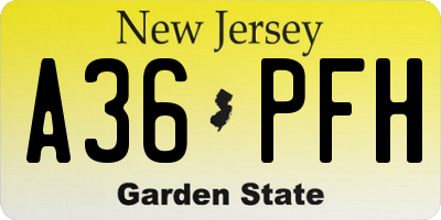 NJ license plate A36PFH
