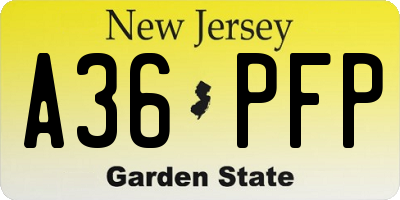 NJ license plate A36PFP