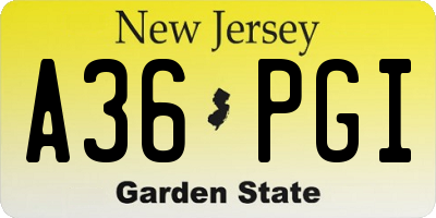 NJ license plate A36PGI