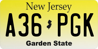 NJ license plate A36PGK