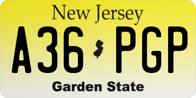 NJ license plate A36PGP