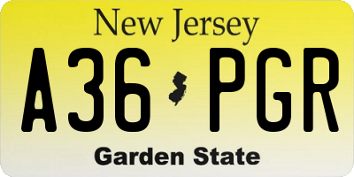 NJ license plate A36PGR