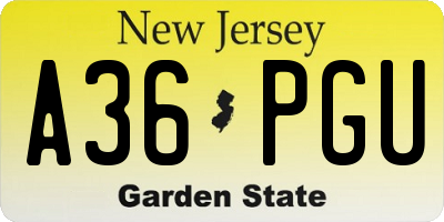 NJ license plate A36PGU