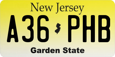 NJ license plate A36PHB