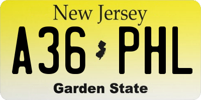 NJ license plate A36PHL