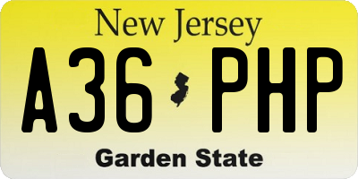 NJ license plate A36PHP