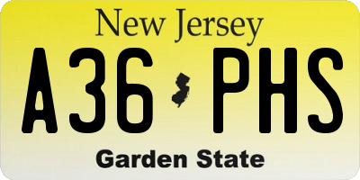 NJ license plate A36PHS