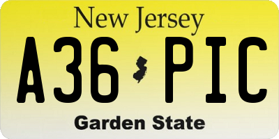 NJ license plate A36PIC