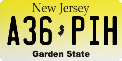 NJ license plate A36PIH