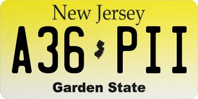 NJ license plate A36PII
