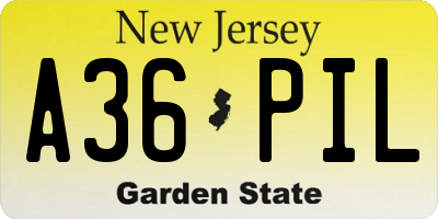 NJ license plate A36PIL