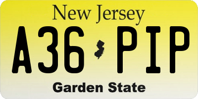 NJ license plate A36PIP