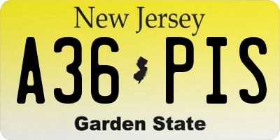NJ license plate A36PIS