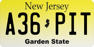 NJ license plate A36PIT