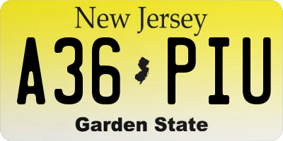 NJ license plate A36PIU