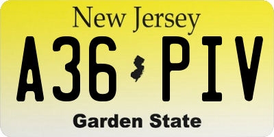 NJ license plate A36PIV