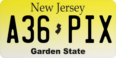 NJ license plate A36PIX