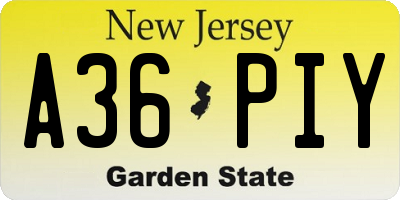 NJ license plate A36PIY