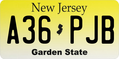 NJ license plate A36PJB