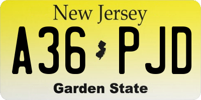 NJ license plate A36PJD