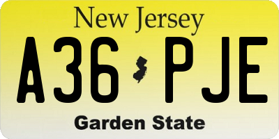 NJ license plate A36PJE