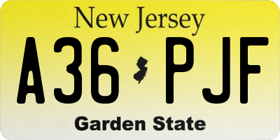 NJ license plate A36PJF