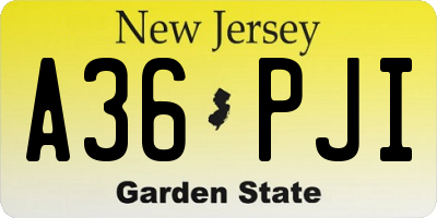 NJ license plate A36PJI